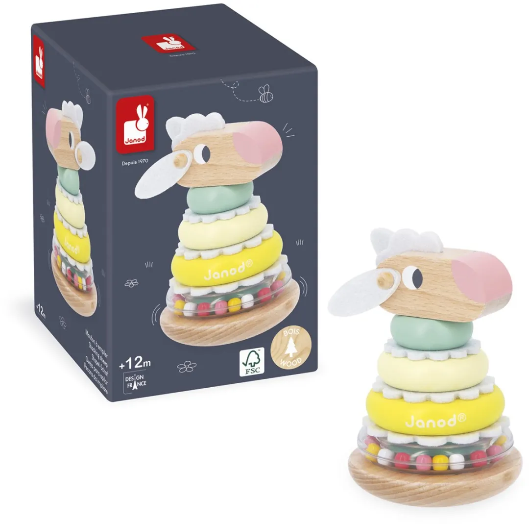 Janod Zigolos Houten Stapeltoren Schaap - 8 Stuks - Meerkleurig