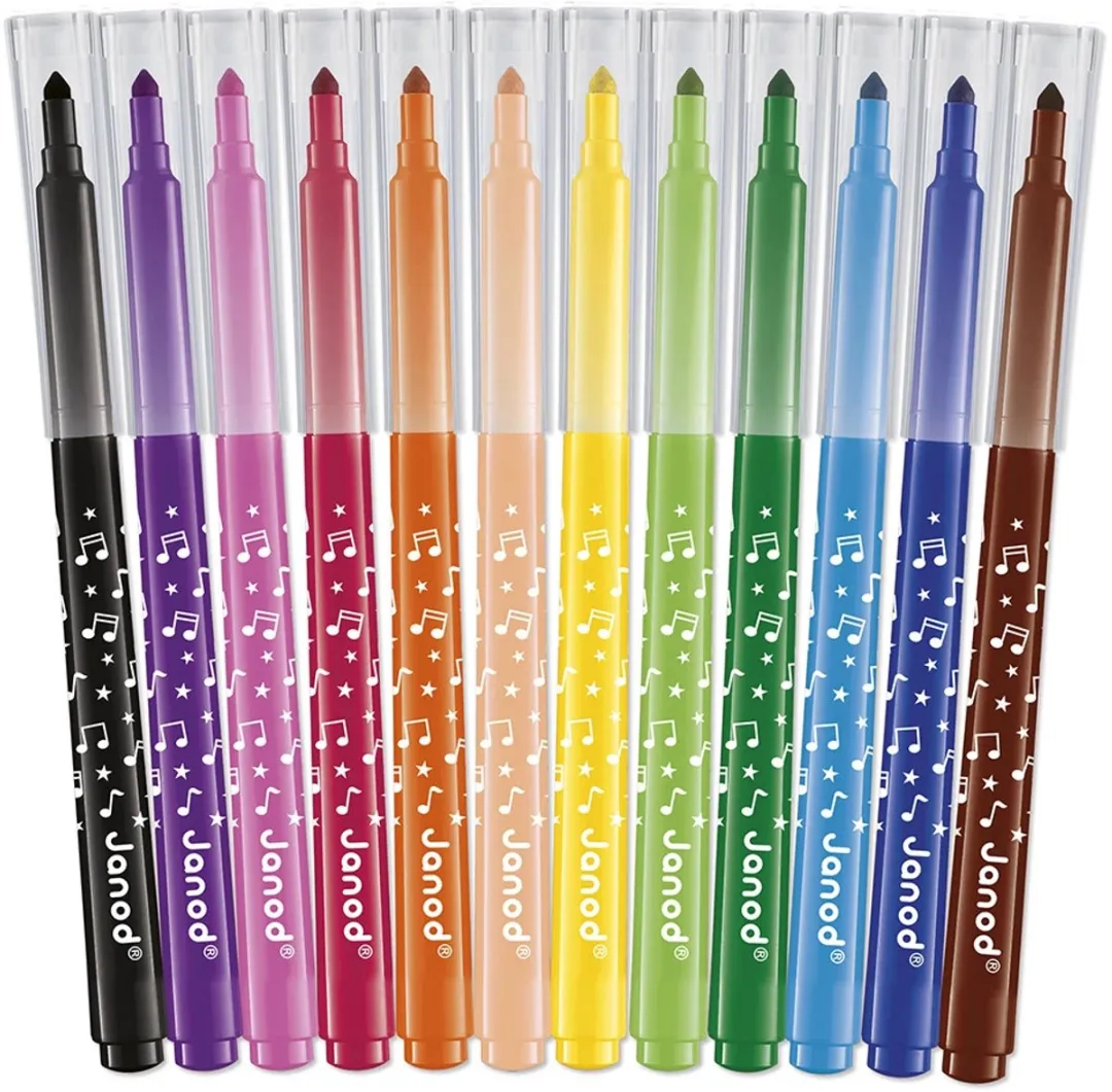 Janod Colo Viltstiften Set 12 Stuks - Multikleur - Afwasbaar