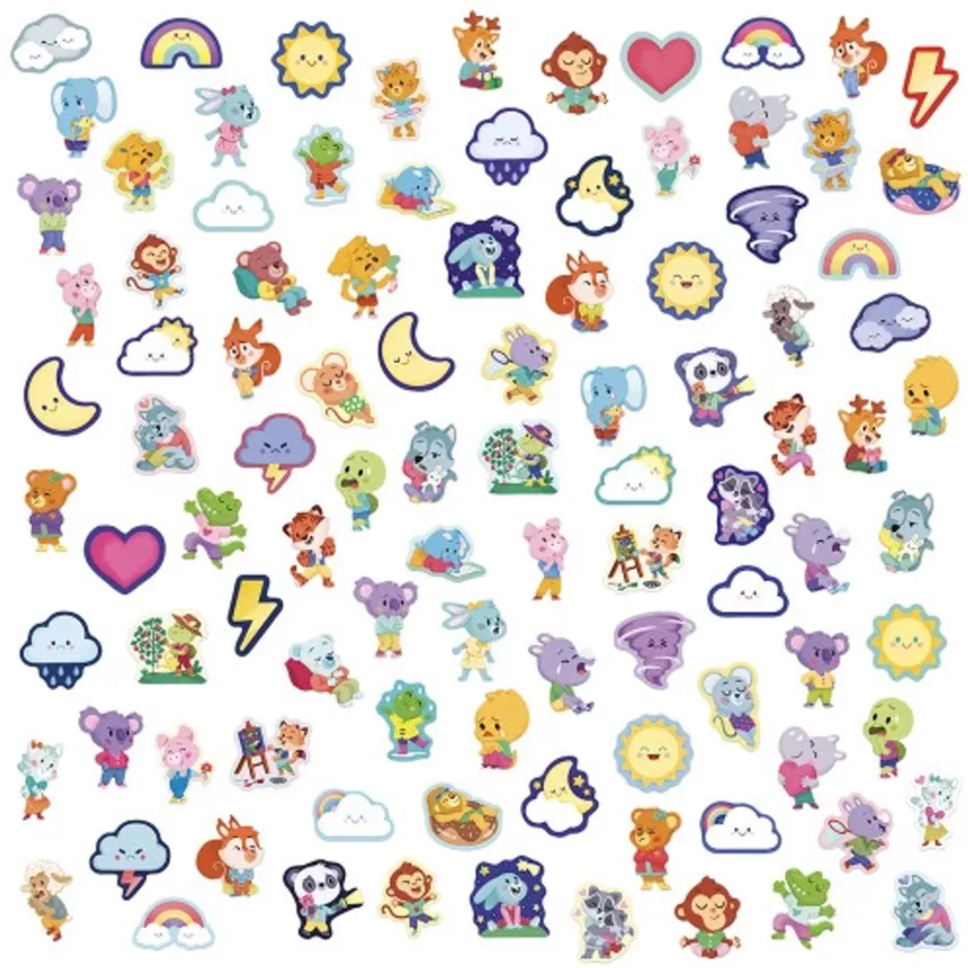 Janod Stickers Dieren met Emoties - 100 Stuks - Meerkleurig