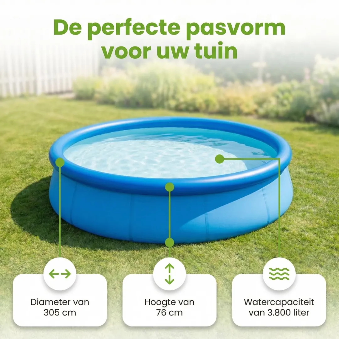 Bestway Fast Set Opblaasbaar Zwembad 305x76cm - 3800L - Blauw