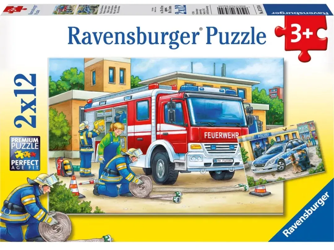 Ravensburger Politie en Brandweer Puzzel 4x12 Stuks - 48 Stuks