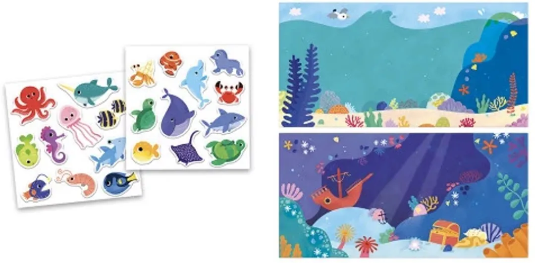 Janod Zeedieren Stickers - 30 Stuks - Meerkleurig - afbeelding 3 van 4