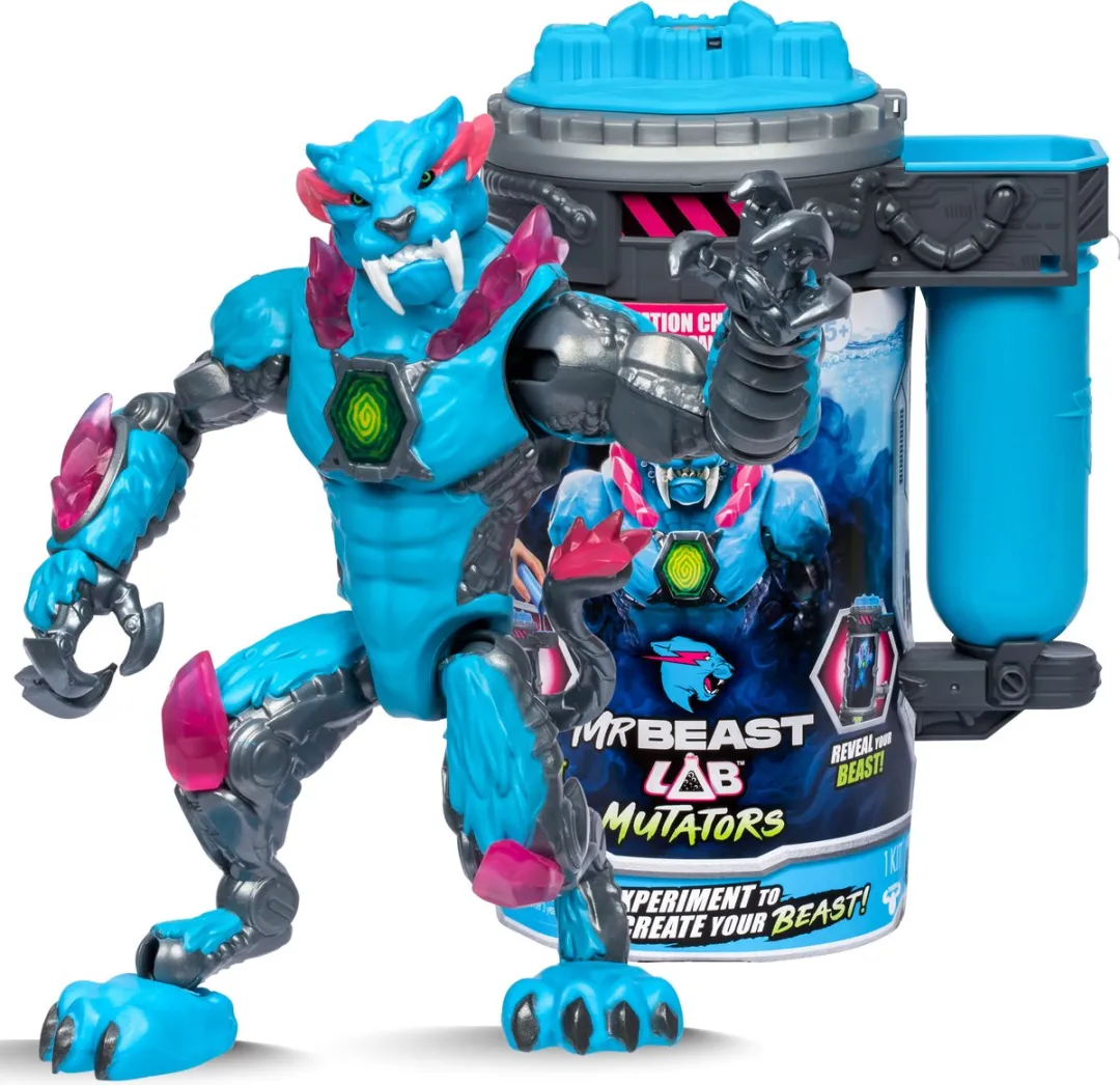 Moose Toys MrBeast Lab Mutators MS24717 Actiefiguur - Iconic Panther - Blauw Roze