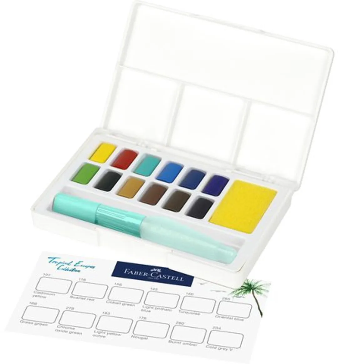 Faber-Castell FC-169714 Waterverfbox 12 Kleuren - met Penseel