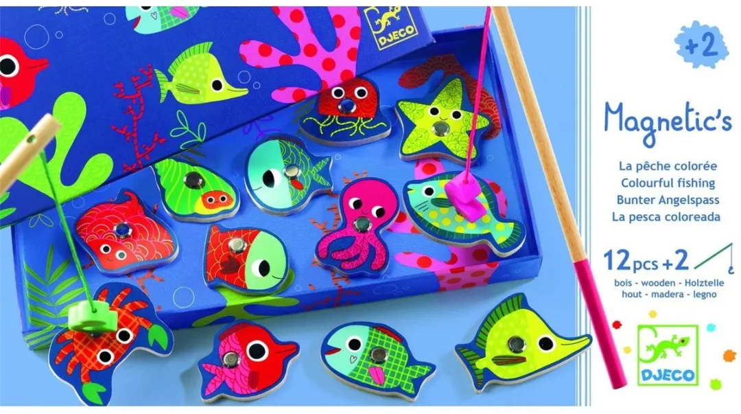 Djeco Fishing Colour Visjespel - 2 Hengels & 12 Visjes - afbeelding 5 van 5