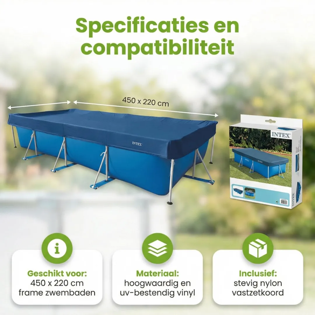 Intex Small Rectangular Pool Cover 450x220cm - Blauw