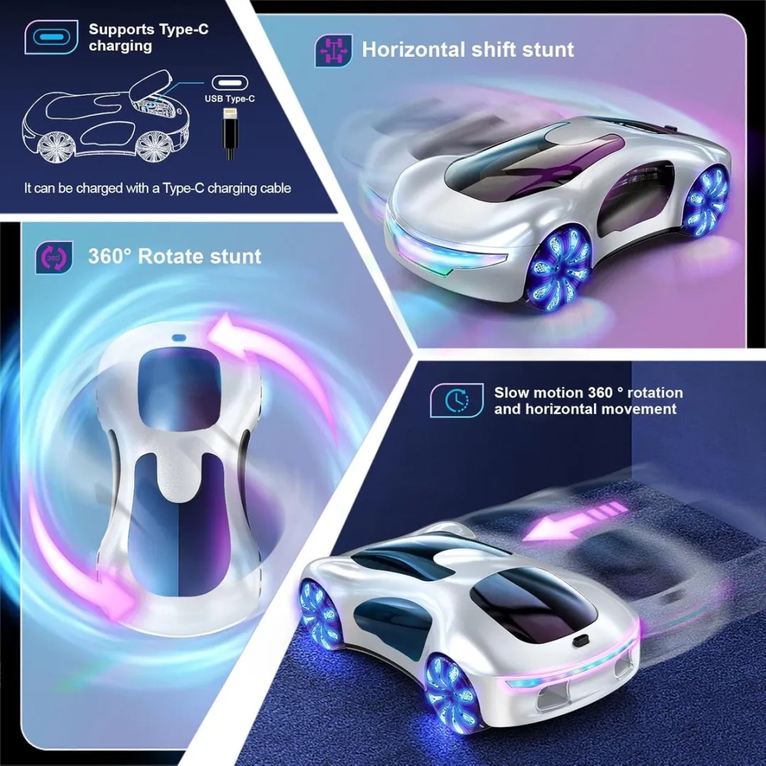 ECTEATOY Afstandsbedienbare Auto Handgebaren - 360° Stunts - Licht & Geluid - afbeelding 6 van 6