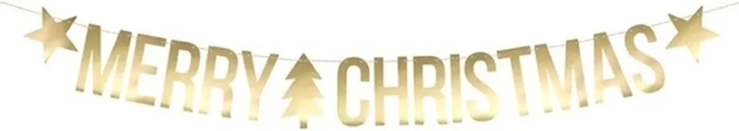 Bellatio Design Kerstslinger Merry Christmas Goud 175x20cm