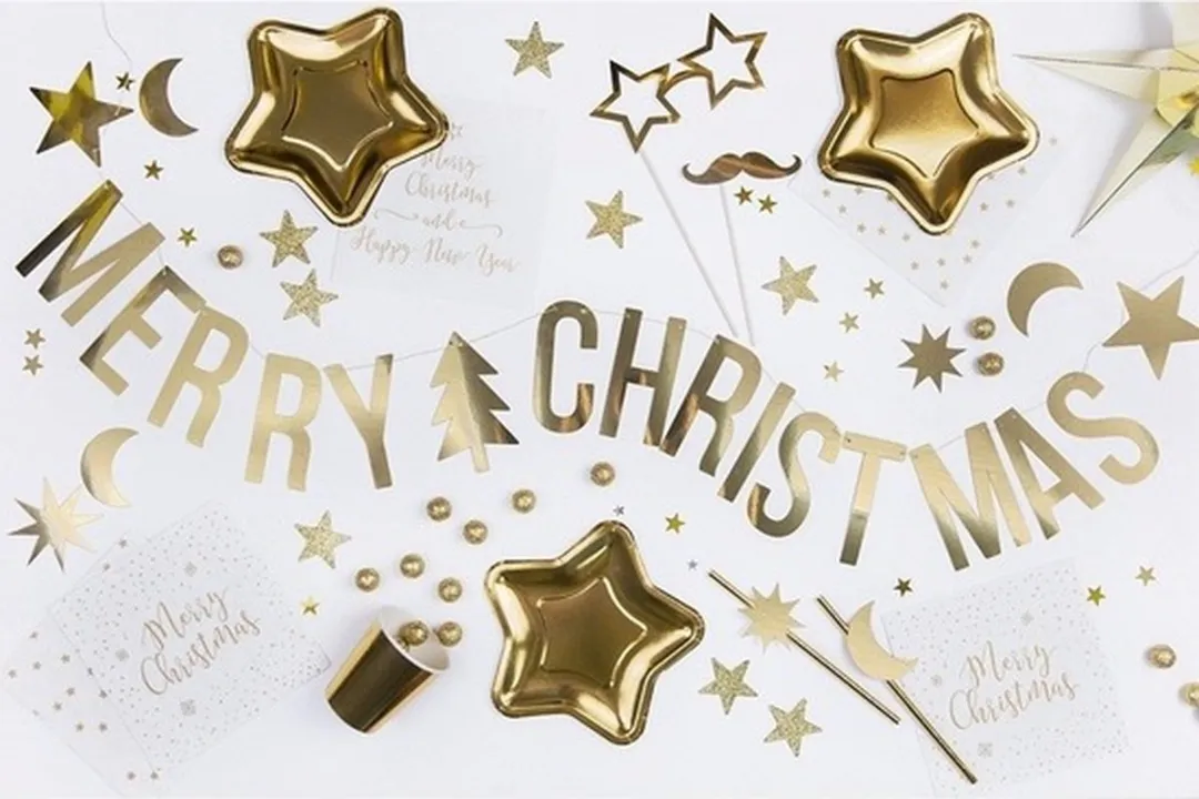 Bellatio Design Kerstslinger Merry Christmas Goud 175x20cm