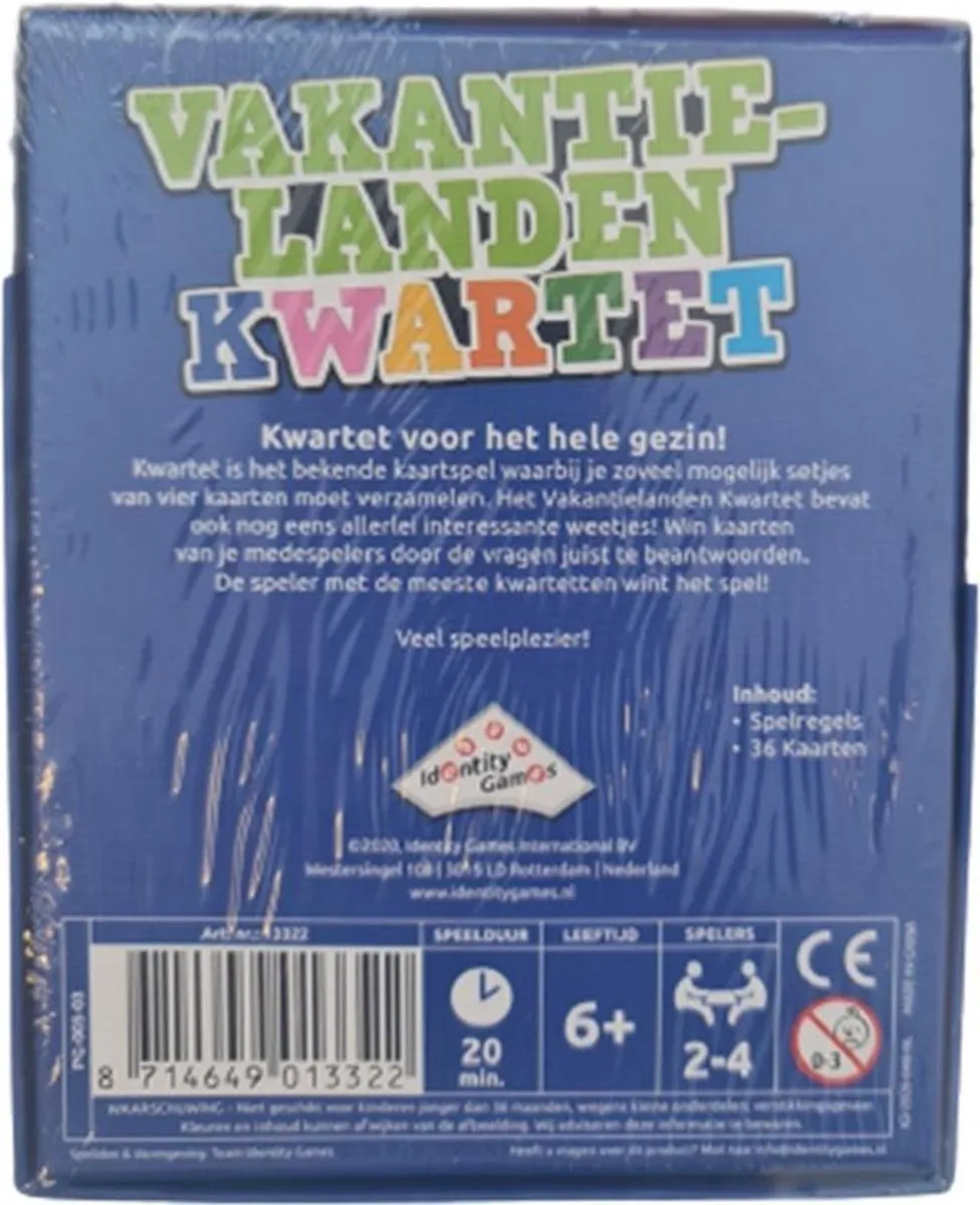999 Games Vakantielanden Kwartet - 36 Kaarten - afbeelding 2 van 2