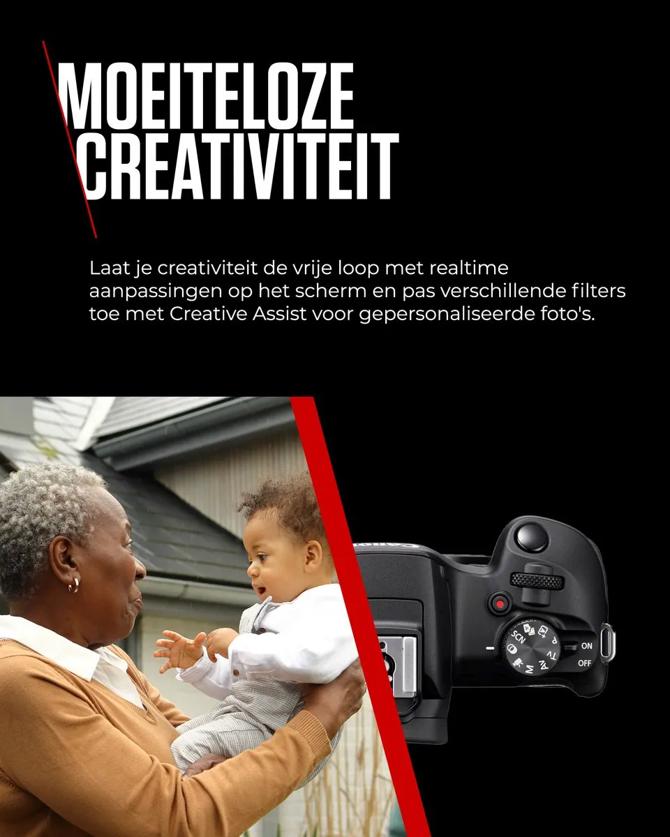 Canon EOS R100 + RF-S 18-45 IS STM + RF-S 55-210 IS STM - Systeemcamera - Foto en Video - Compact formaat - Creative Assist - Camera met standaard en extra zoomlens