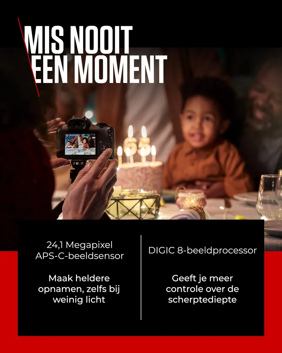 Canon EOS R100 + RF-S 18-45 IS STM + RF-S 55-210 IS STM - Systeemcamera - Foto en Video - Compact formaat - Creative Assist - Camera met standaard en extra zoomlens