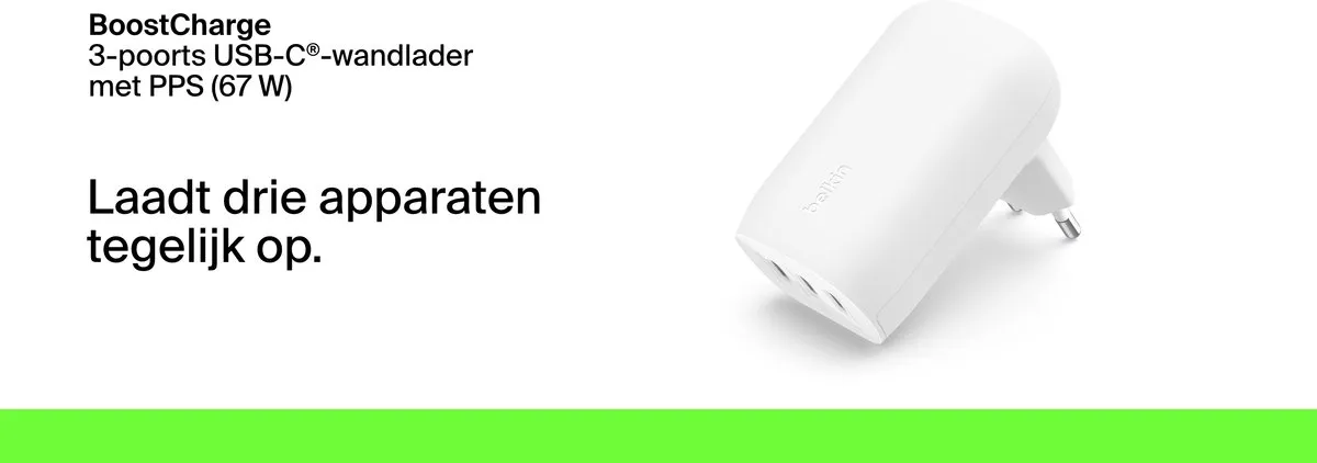 Belkin WCC002vfWH-B6 USB-C Wandlader 65W - Wit