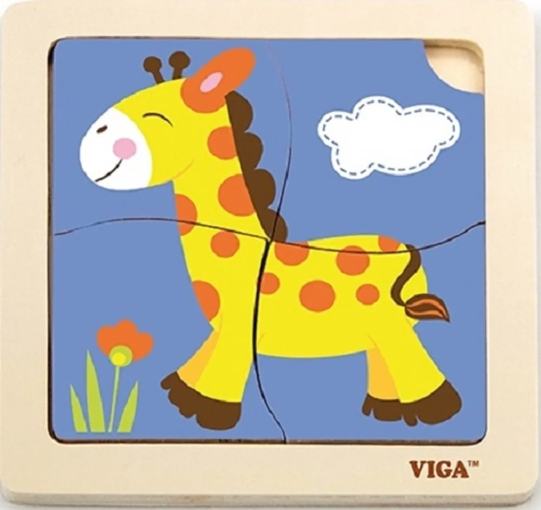 Viga Toys Giraffe Junior Houten Legpuzzel 4 Stukjes