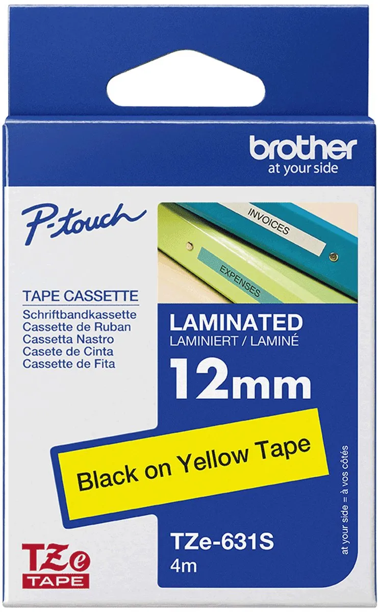 Brother TZe-631S Labeltape - Geel/Zwart 12mm 4m