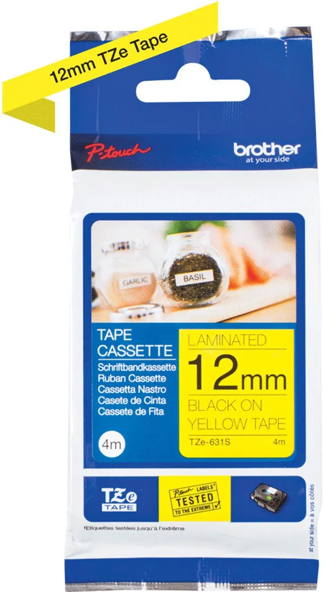 Brother TZe-631S Labeltape - Geel/Zwart 12mm 4m