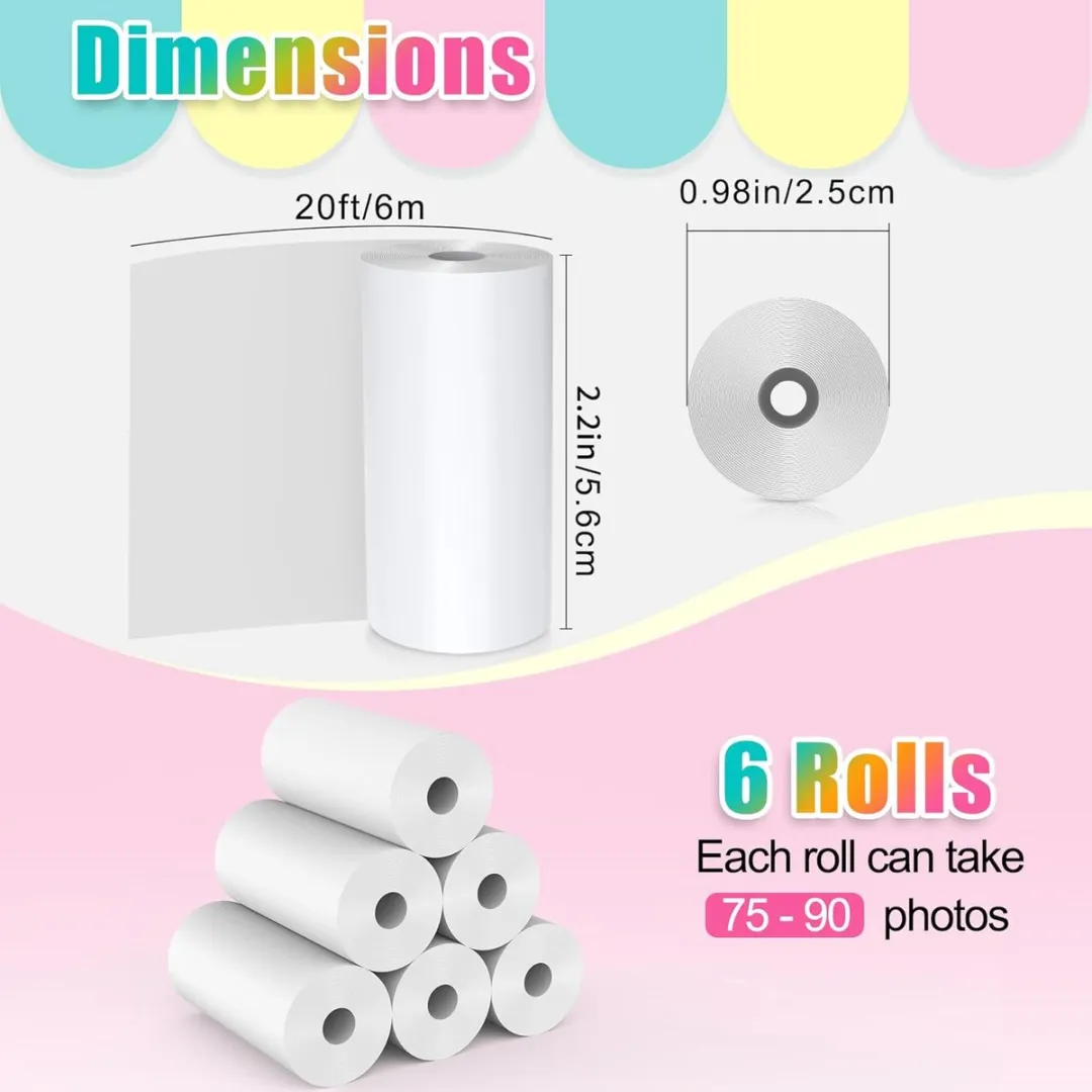 ECTEATOY Thermisch Printpapier Kindercamera - 6 Stuks Wit