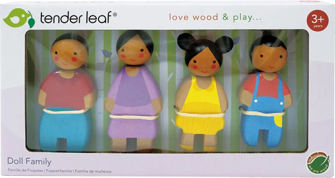 Tender Leaf Toys Poppenfamilie Sunny Hout - 4-delig Multicolor