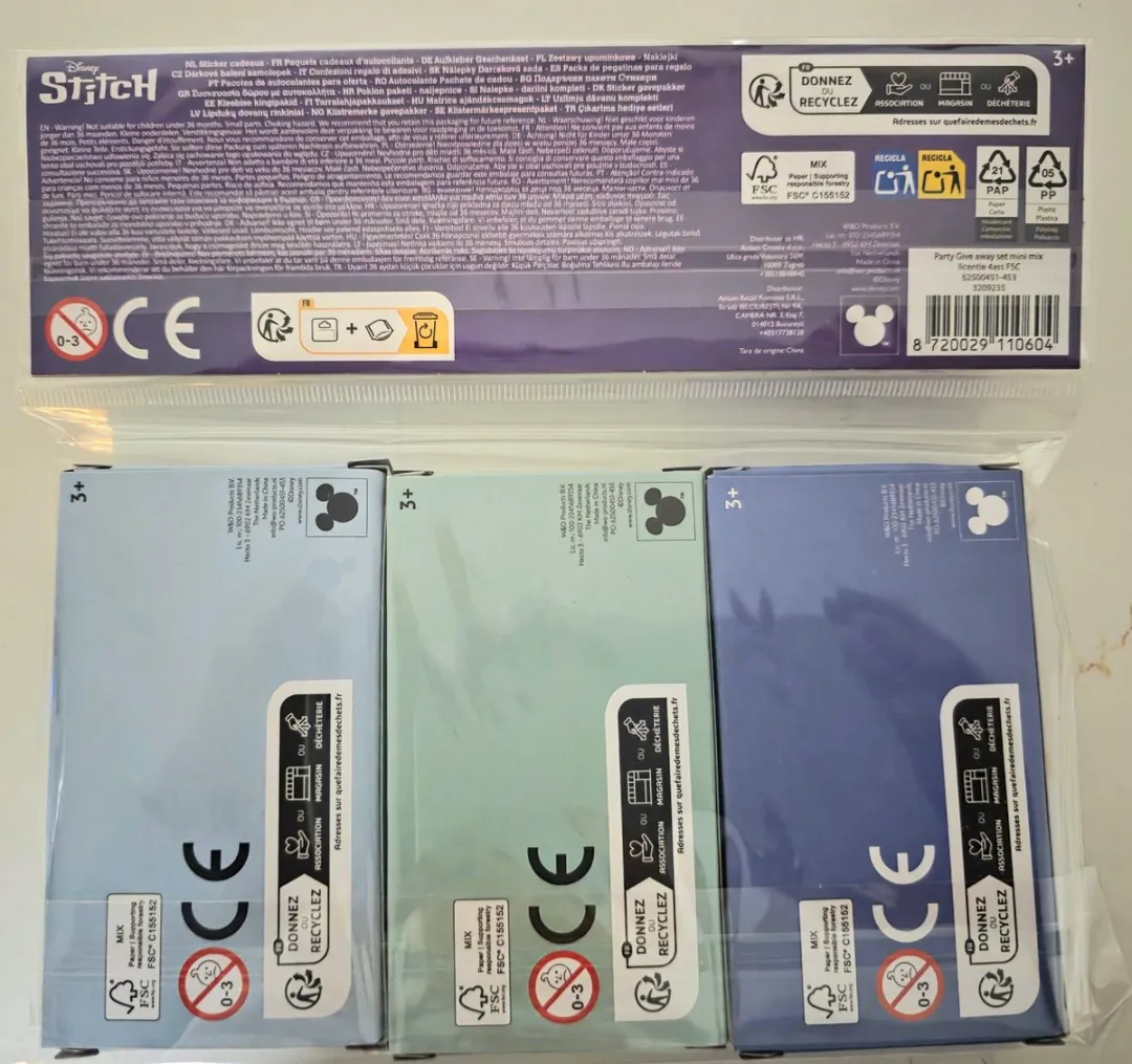 Disney Lilo & Stitch 3-delige Stickers Doosjes - 3 Stuks