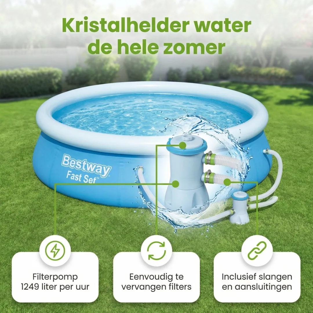 Bestway Fast Set Opblaasbaar Zwembad 305x66cm - 3200L - Blauw