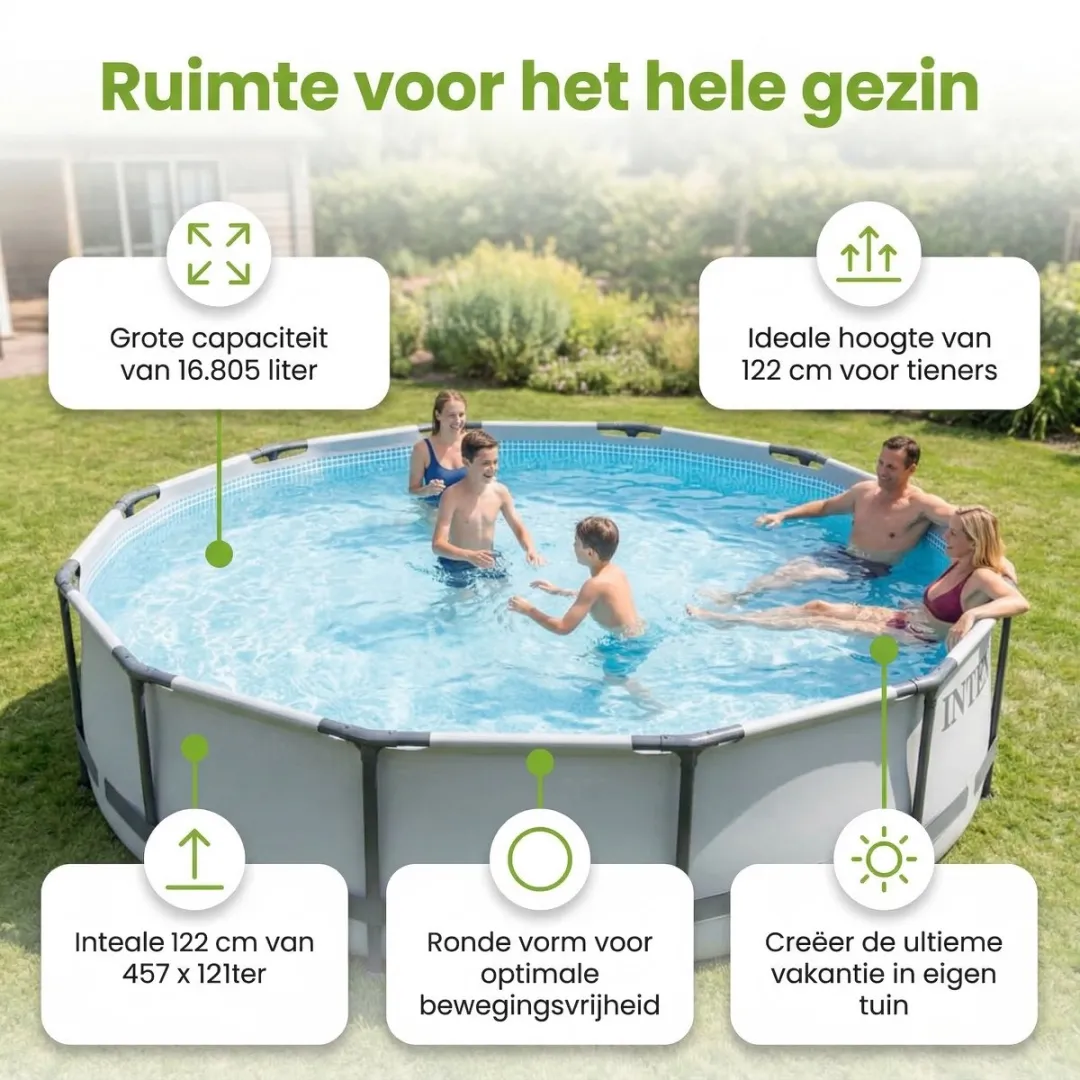 Intex Prism Frame 26726GN Zwembad 457x122cm - Met filterpomp & accessoires