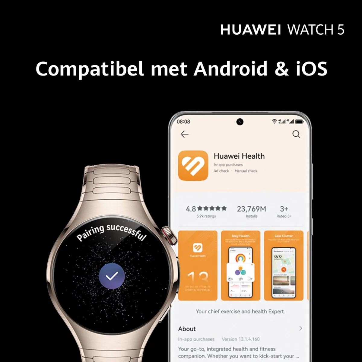 Huawei Watch 5 46mm - Zwart - afbeelding 6 van 6