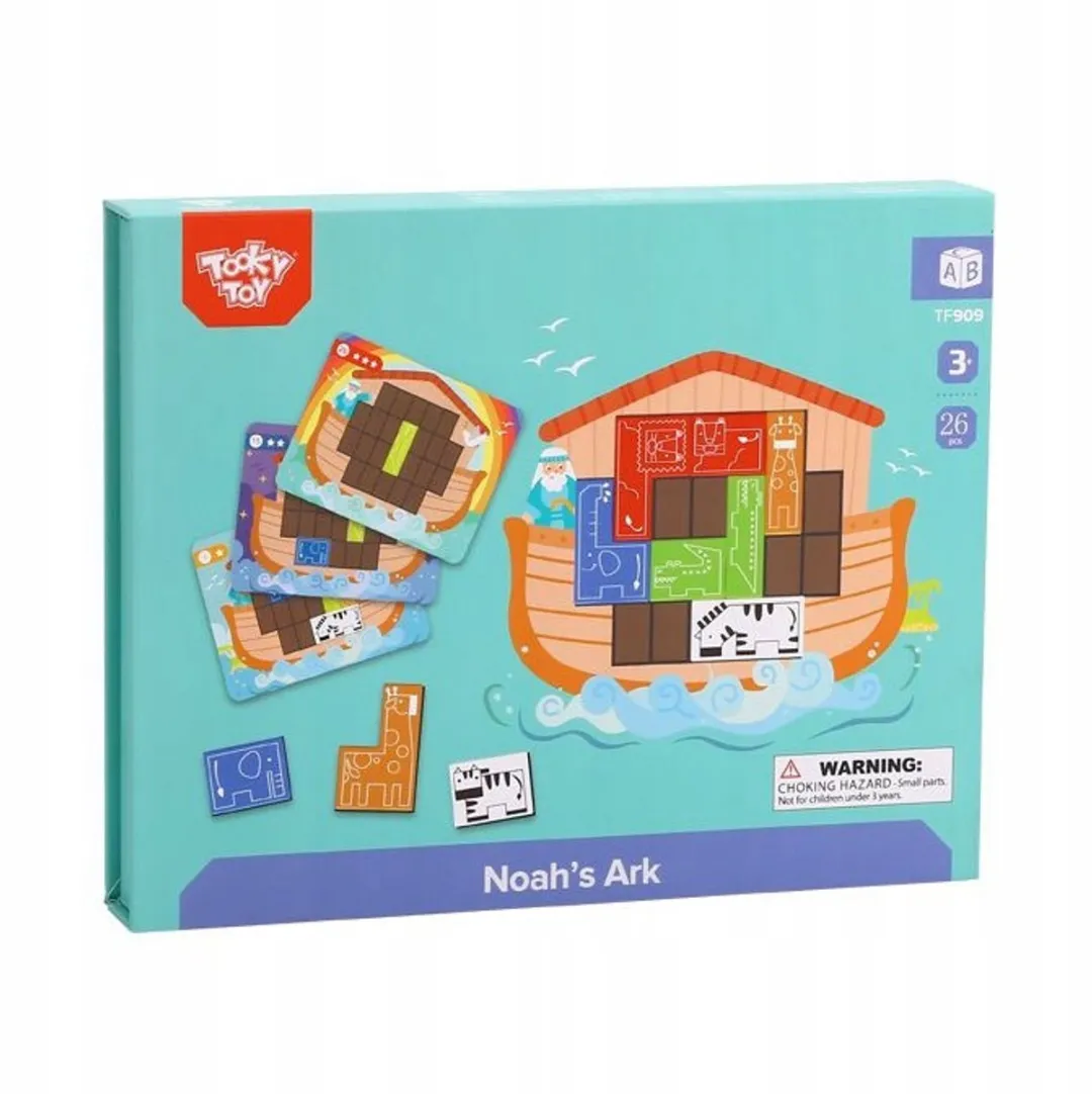 Tooky Toy Houten Puzzel Ark van Noach - 10 Stuks - Meerkleurig