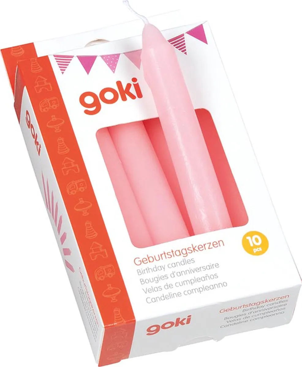 Goki Verjaardag Kaarsjes 10 Stuks - 8cm - Roze