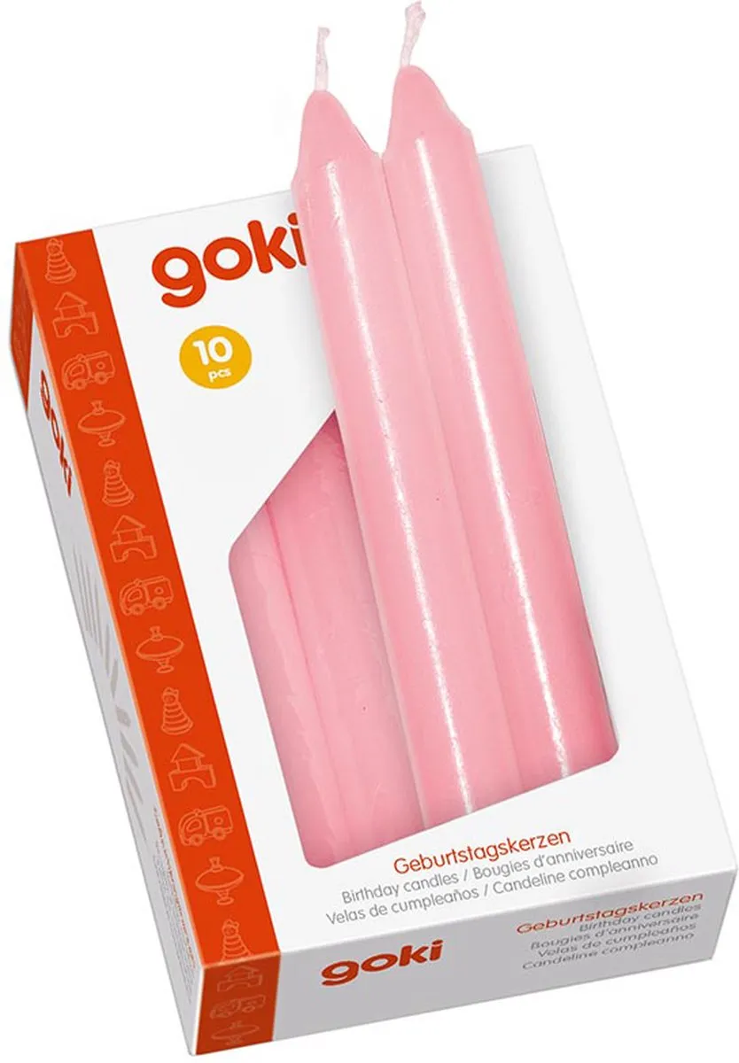 Goki Verjaardag Kaarsjes 10 Stuks - 8cm - Roze