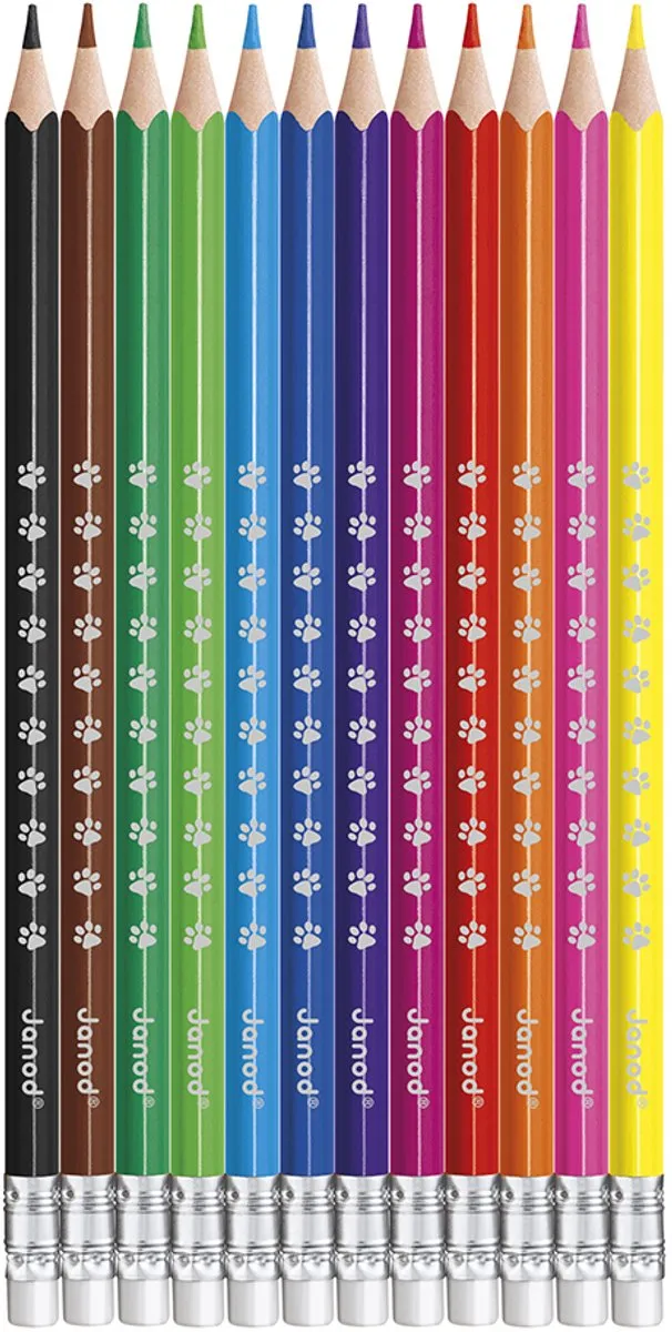 Janod Colo Uitwisbare Potloden - 12 Stuks Multikleur