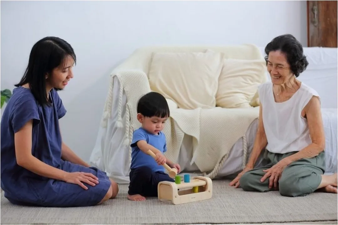 Plantoys Houten Stampende Bank - Meerkleurig