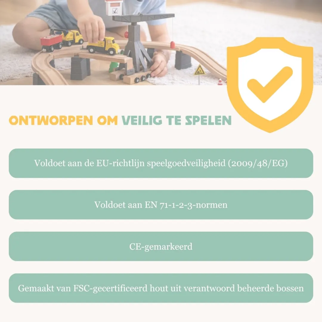 Tooky Toy Houten Treinset TH682 - 70 Stuks - Meerkleurig - afbeelding 6 van 6