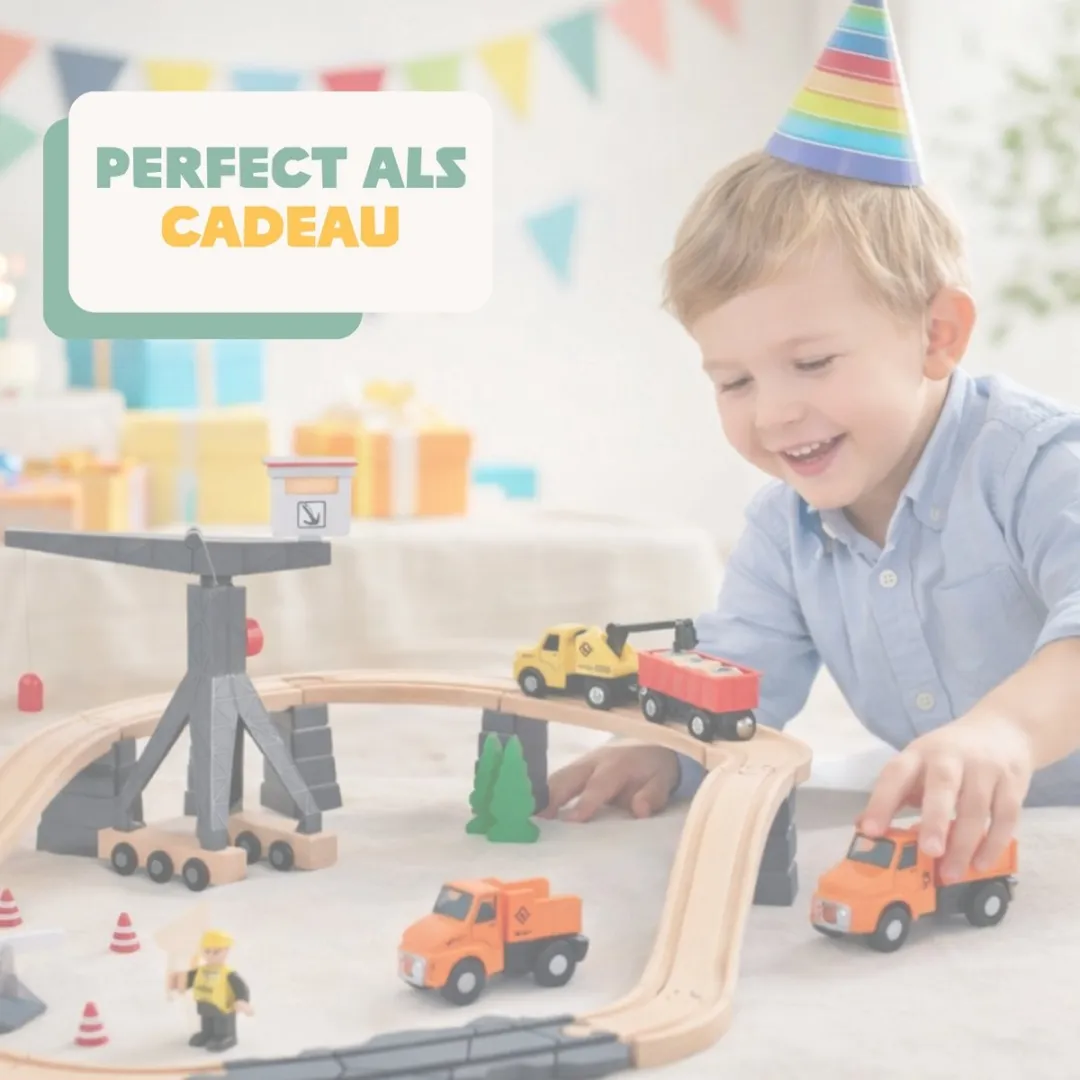 Tooky Toy Houten Treinset TH682 - 70 Stuks - Meerkleurig