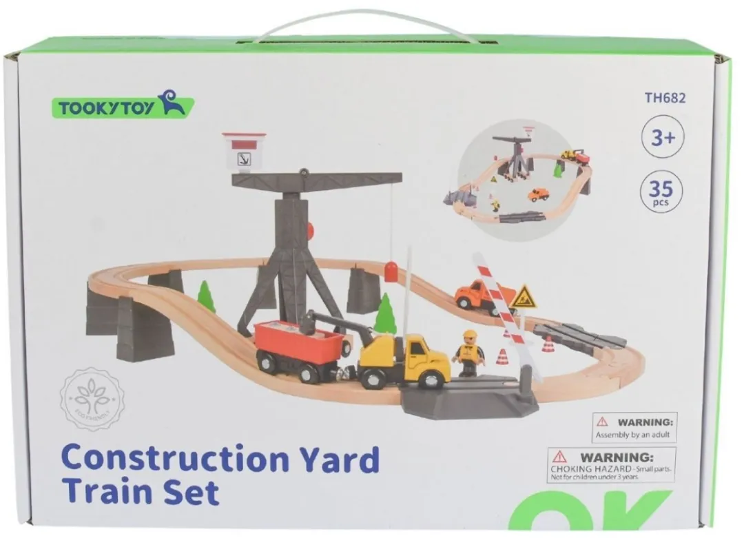 Tooky Toy Houten Treinset TH682 - 70 Stuks - Meerkleurig
