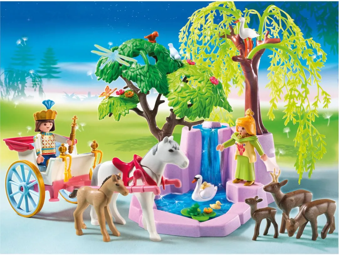 Playmobil Prins en Prinses met Koets en Waterval 5021