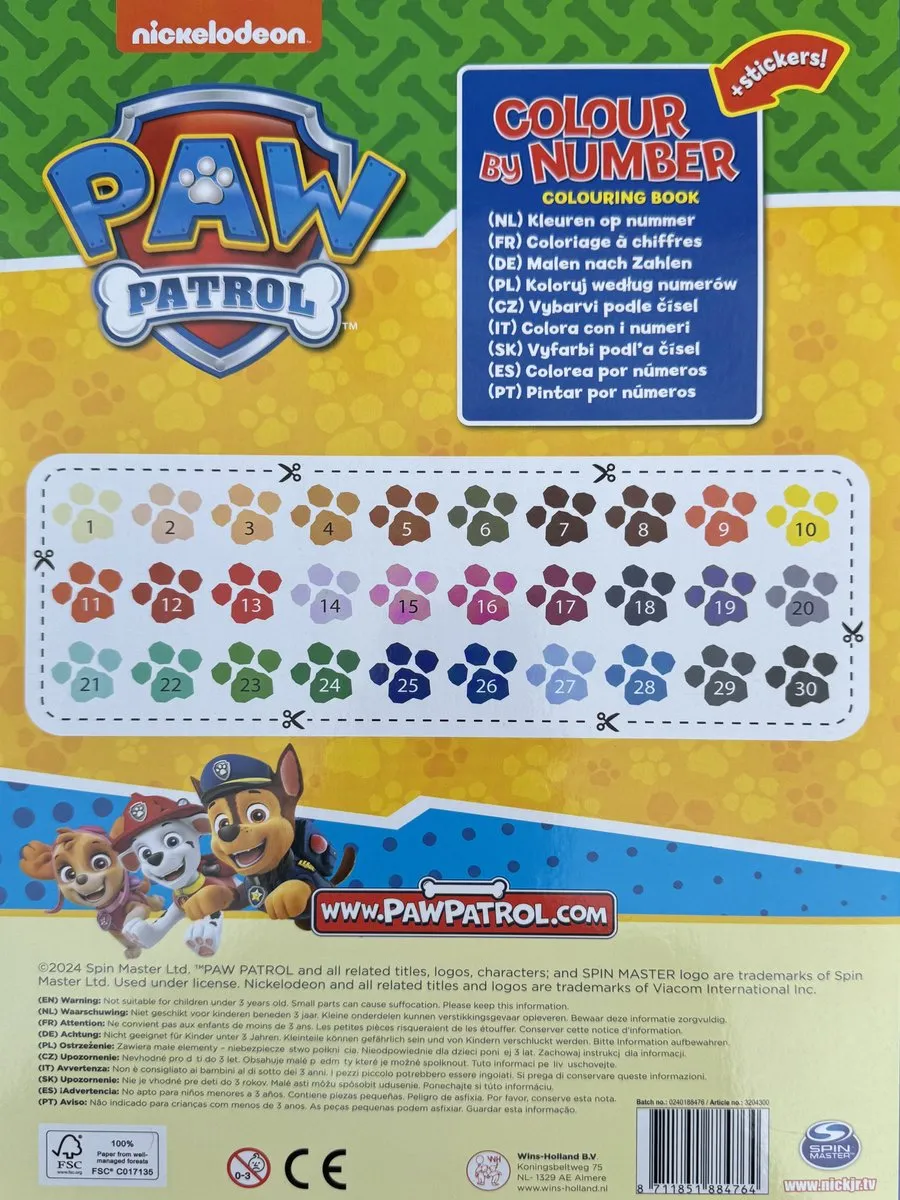 Nickelodeon Paw Patrol Kleuren op Nummer - 34 Pagina's - 45 Stickers - Groen - afbeelding 6 van 6