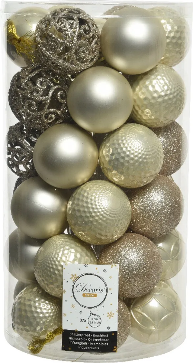 Decoris Kerstballenset 37 Stuks - 6cm - Goud