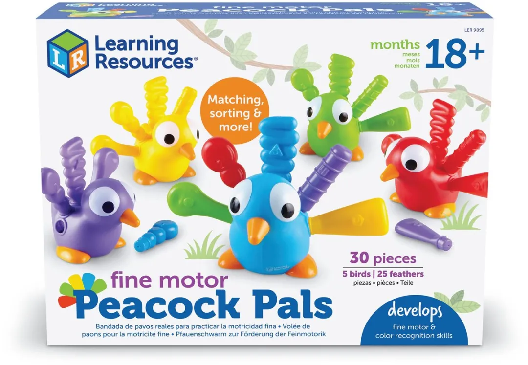 Learning Resources Fine Motor Peacock Pals Ontwikkelset - 5 Pauwen Multicolor