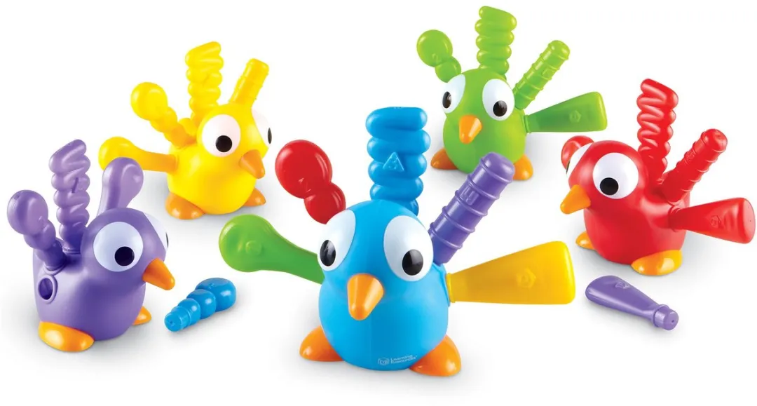 Learning Resources Fine Motor Peacock Pals Ontwikkelset - 5 Pauwen Multicolor