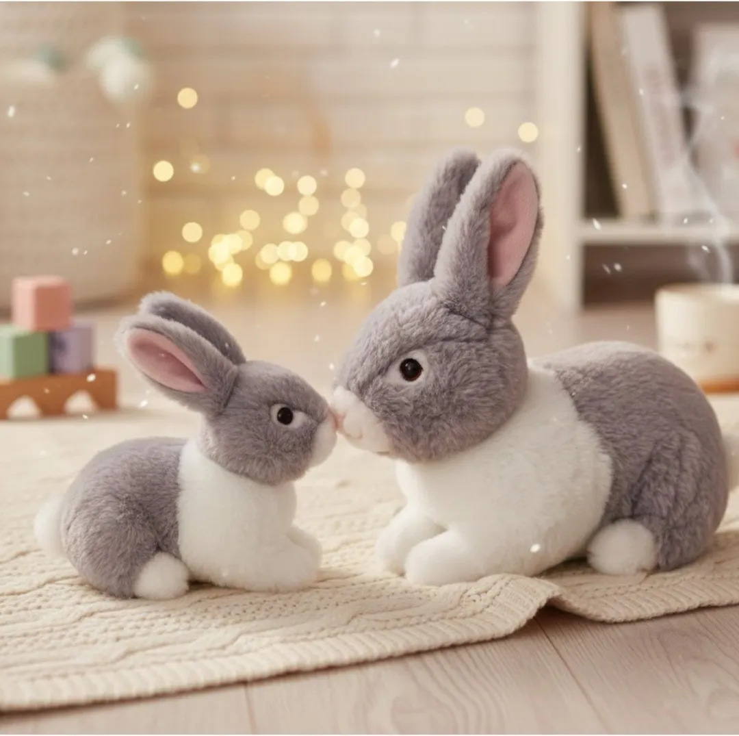 Keel Toys Pluche Konijnen Familie Grijs - Moeder & Kind 25/18cm