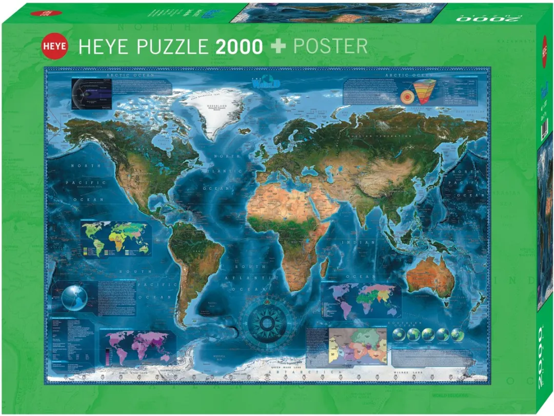 Heye Satellite Map 2000 Puzzel - 2000 Stuks - Multicolor