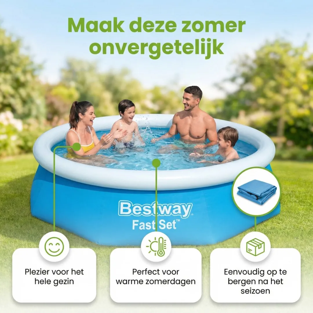 Bestway Fast Set Opblaasbaar Zwembad 244cm - 1880L - Blauw