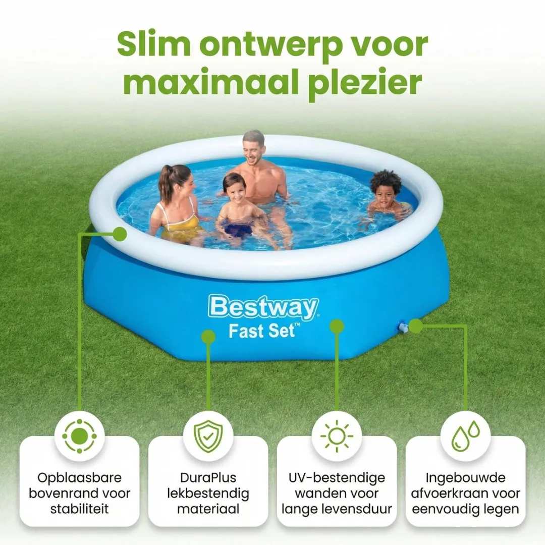 Bestway Fast Set Opblaasbaar Zwembad 244cm - 1880L - Blauw