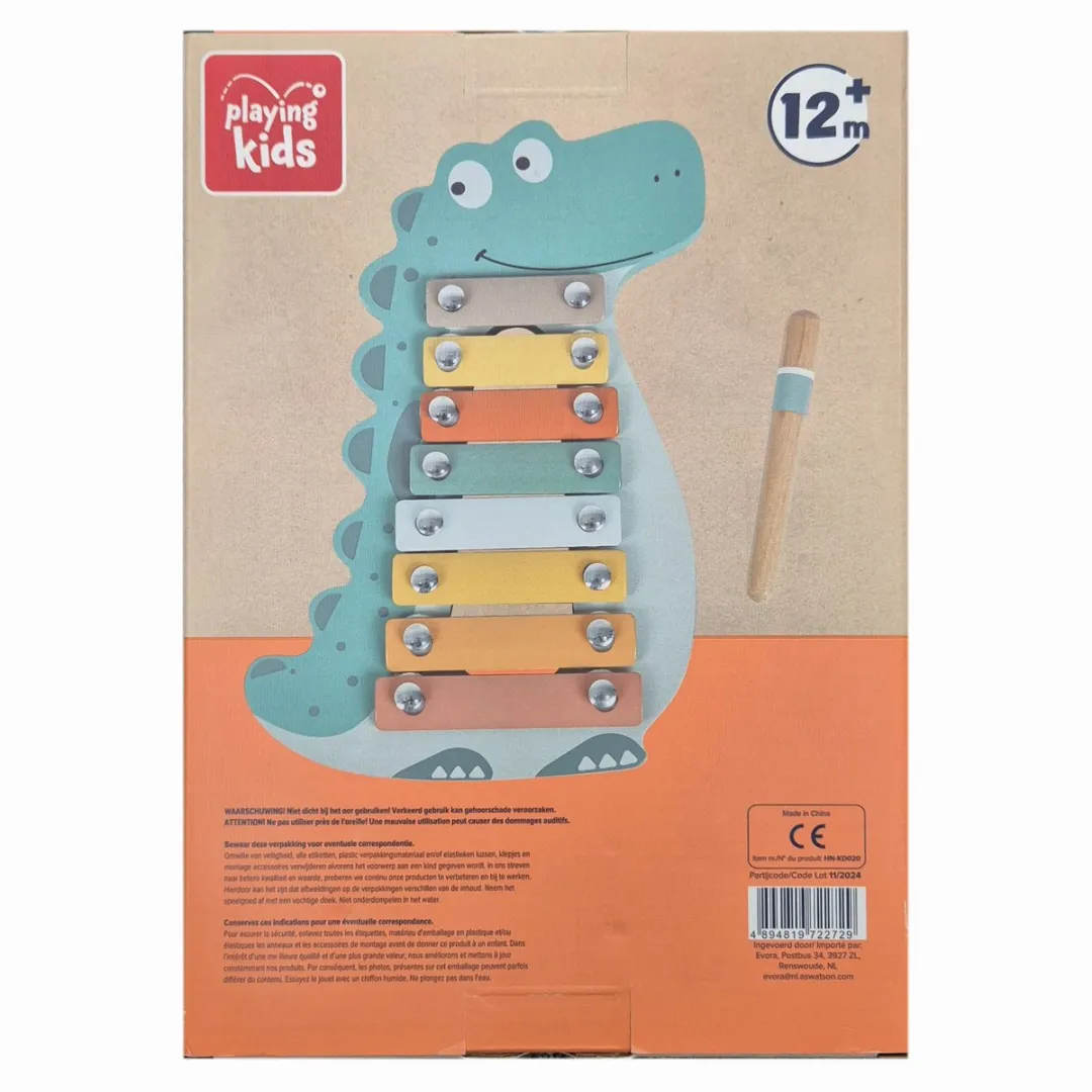 Playing Kids Houten Xylofoon Dinosaurus - 12+ maanden - Multicolor