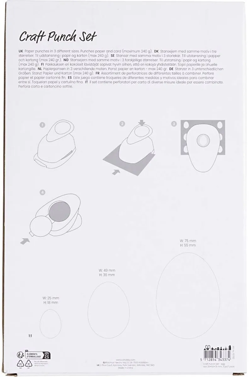 Creativ Company Figuurponsen Set Ei - Meerkleurig - 3 Stuks