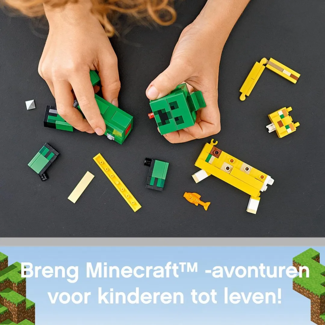 LEGO BigFig Creeper & Ocelot - 184 Stukken - Groen