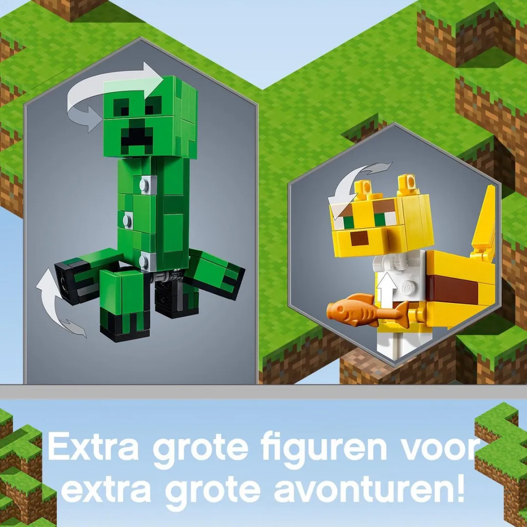 LEGO BigFig Creeper & Ocelot - 184 Stukken - Groen