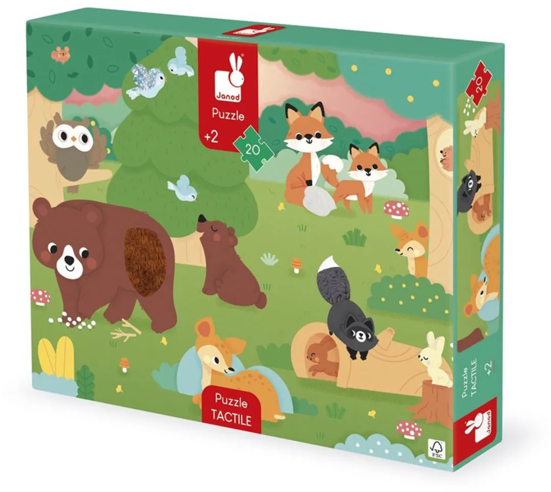 Janod Voelpuzzel Bos Houten Puzzle 20 Stuks - Meerkleurig