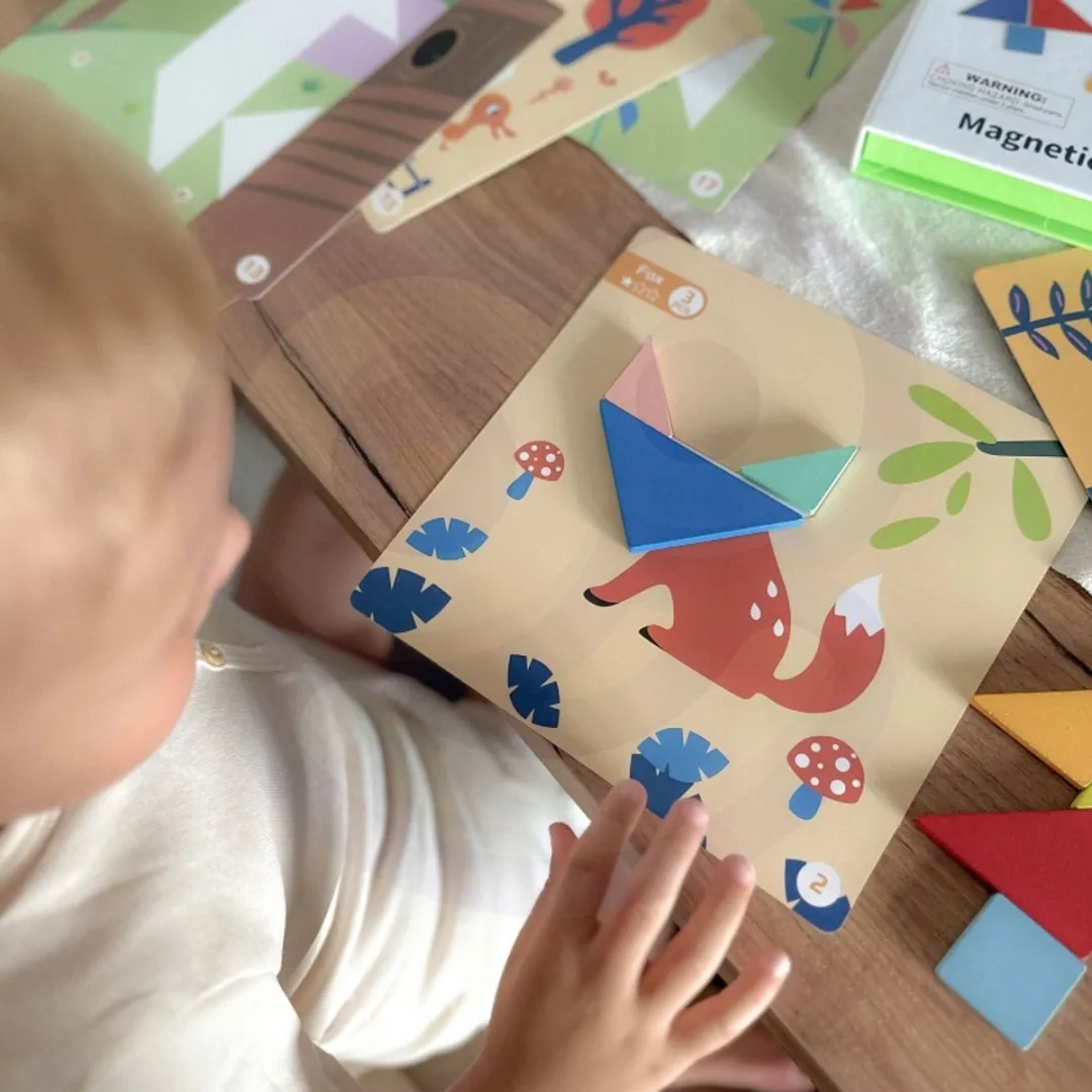 Tooky Toy Houten Tangram Puzzel - 18 Stuks - Meerkleurig