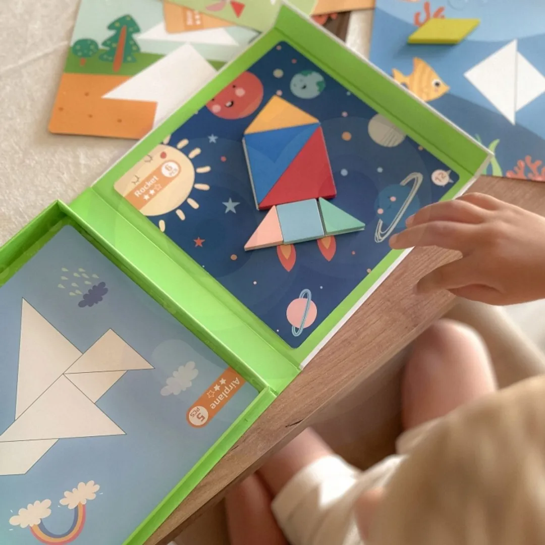 Tooky Toy Houten Tangram Puzzel - 18 Stuks - Meerkleurig